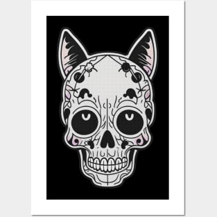 Skull Cat Mask Texture Design Posters and Art